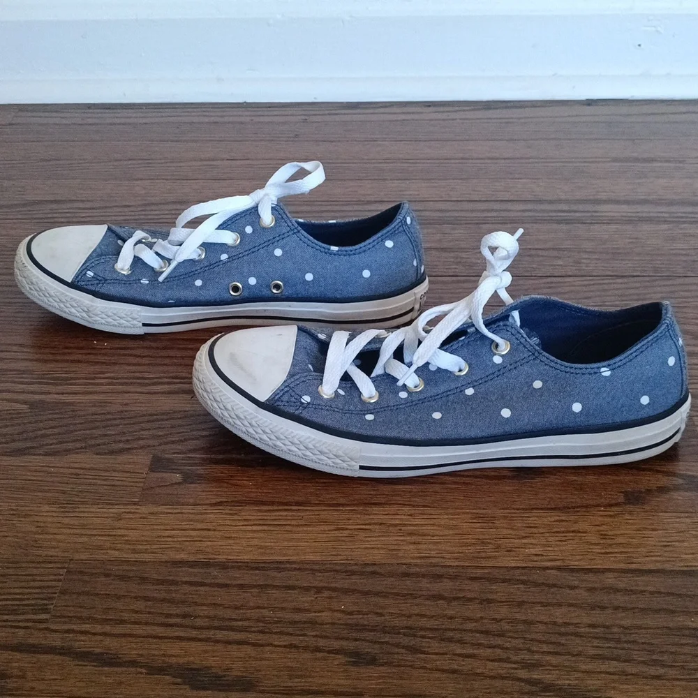 Kid's Converse All Star Blue with White Polka Dot Shoes